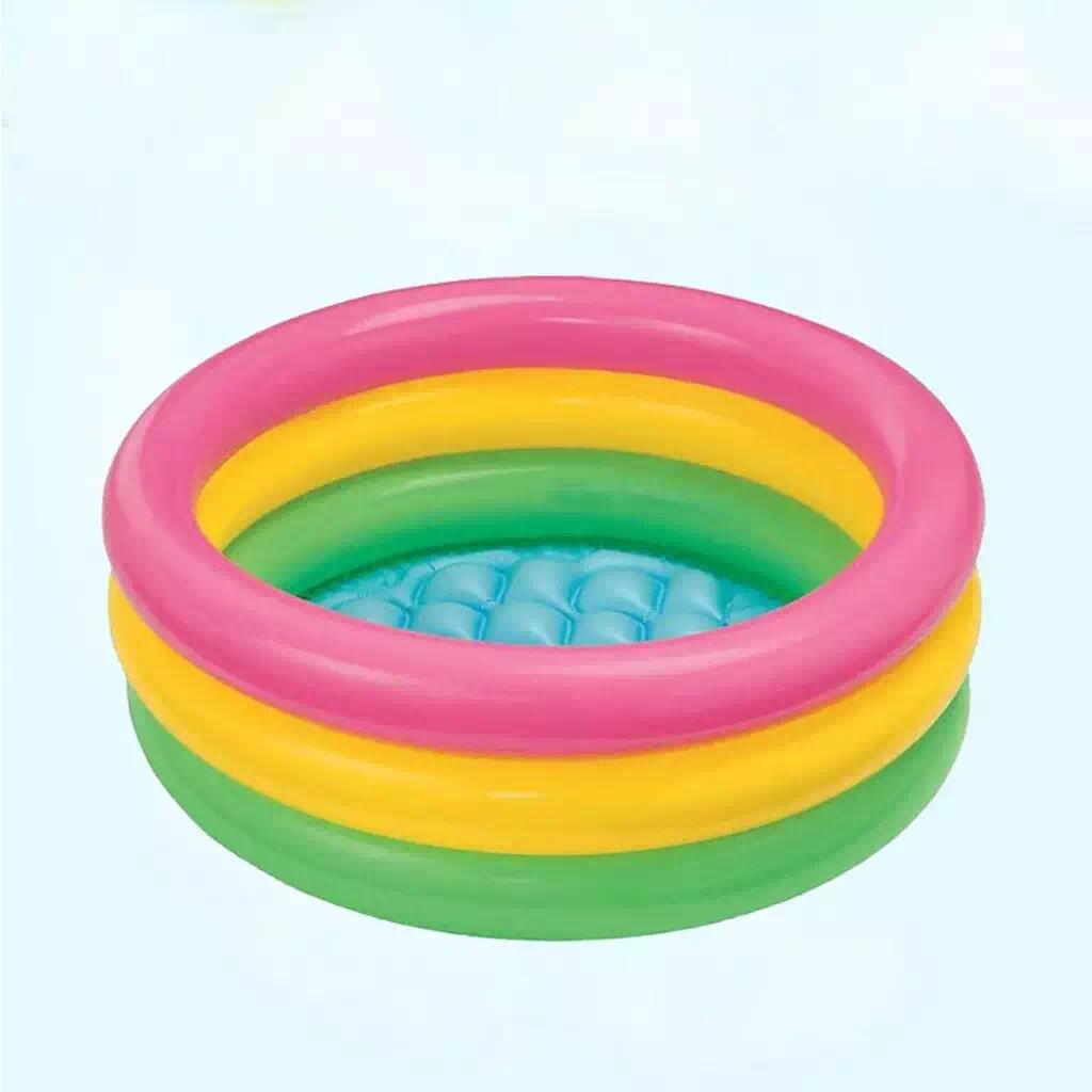 MUQGEW Toddler Baby Children Kids Rainbow Round Inflatable Swimming Pool Summer Easy Set Pool Set with Filter Pump #0507